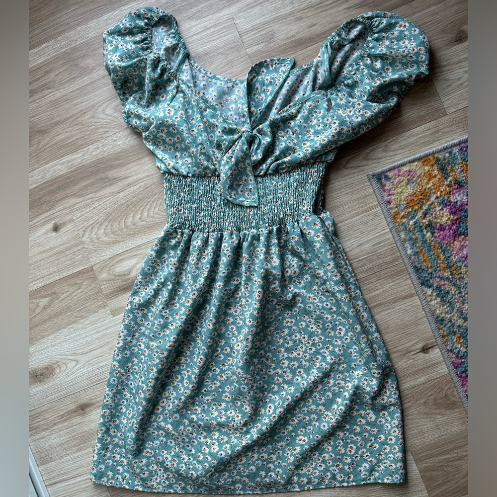 Blue floral mini dress - size S